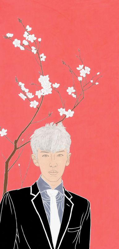 _画家王鹏 《人面桃花》系列之一
