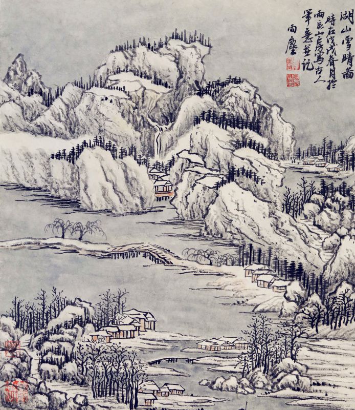 刘震作品_湖山雪晴