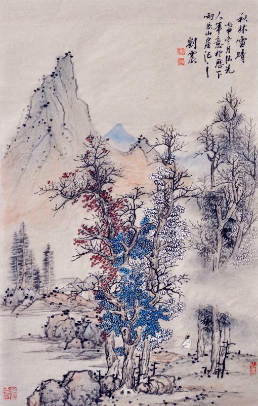 刘震作品_秋林雪晴