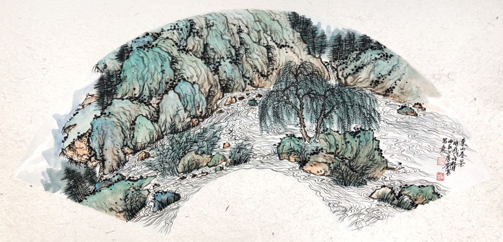 刘震作品_东山春景