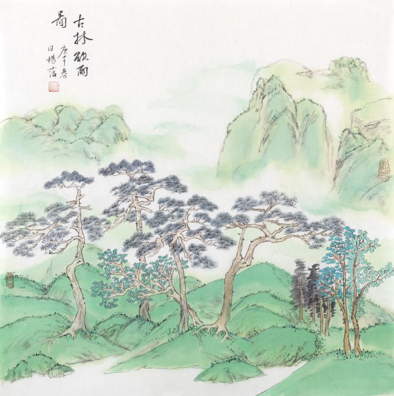 杨藩中国画 古林欲雨图
