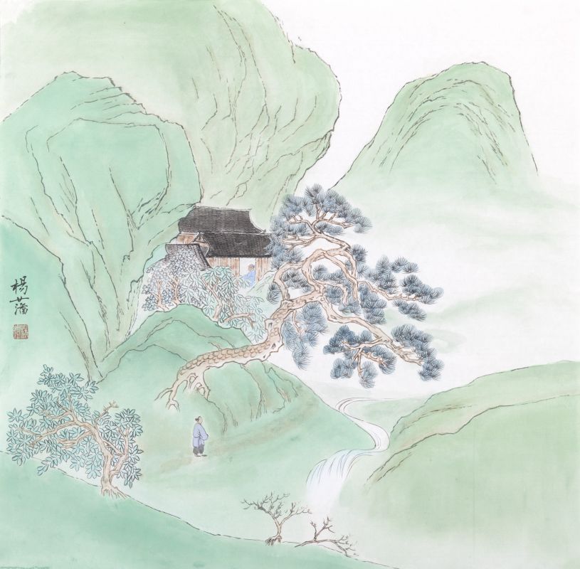 杨藩中国画 昔人乘雾去