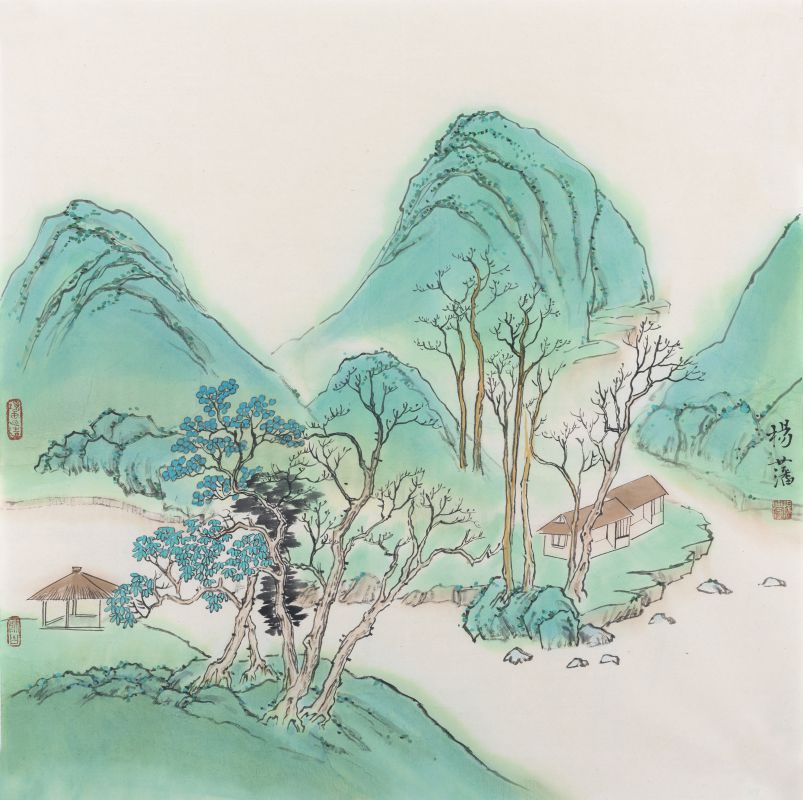杨藩中国画 清江三月迎风来