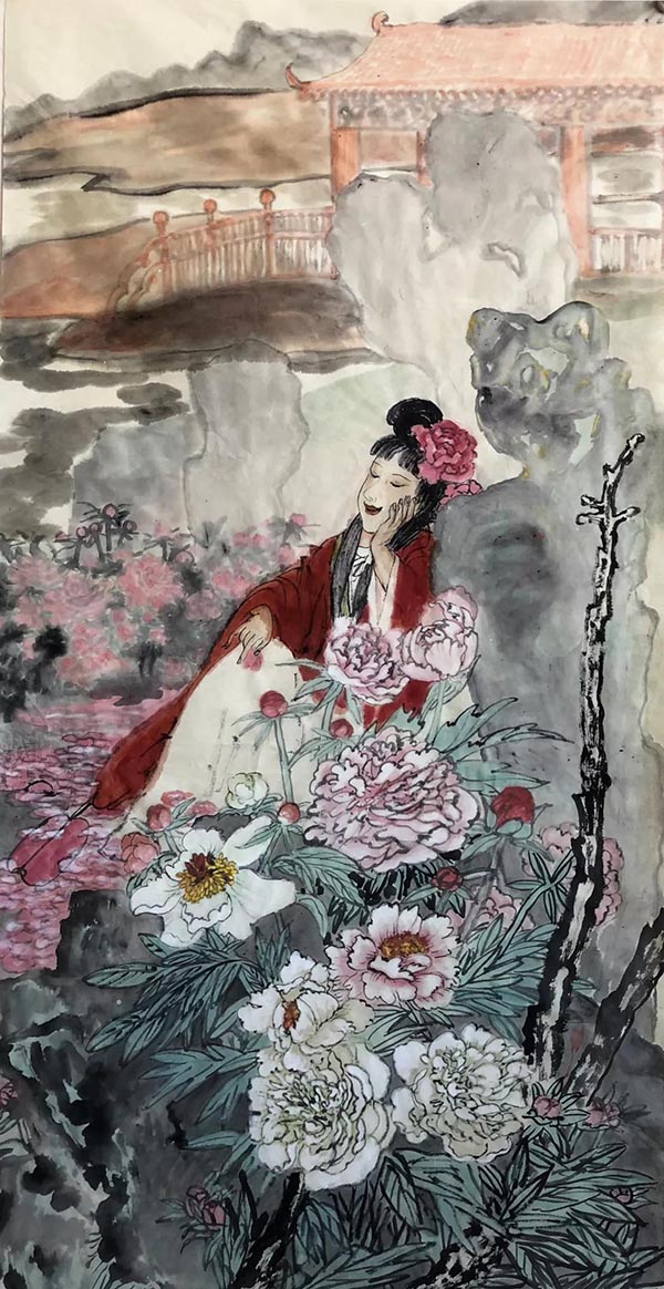 《史湘云醉卧芍药茵》