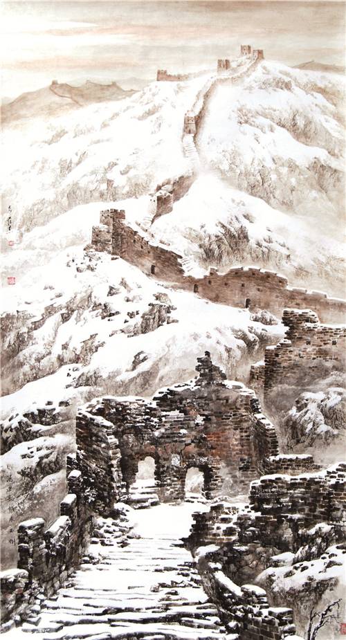 《万里长城永不倒》97×180cm