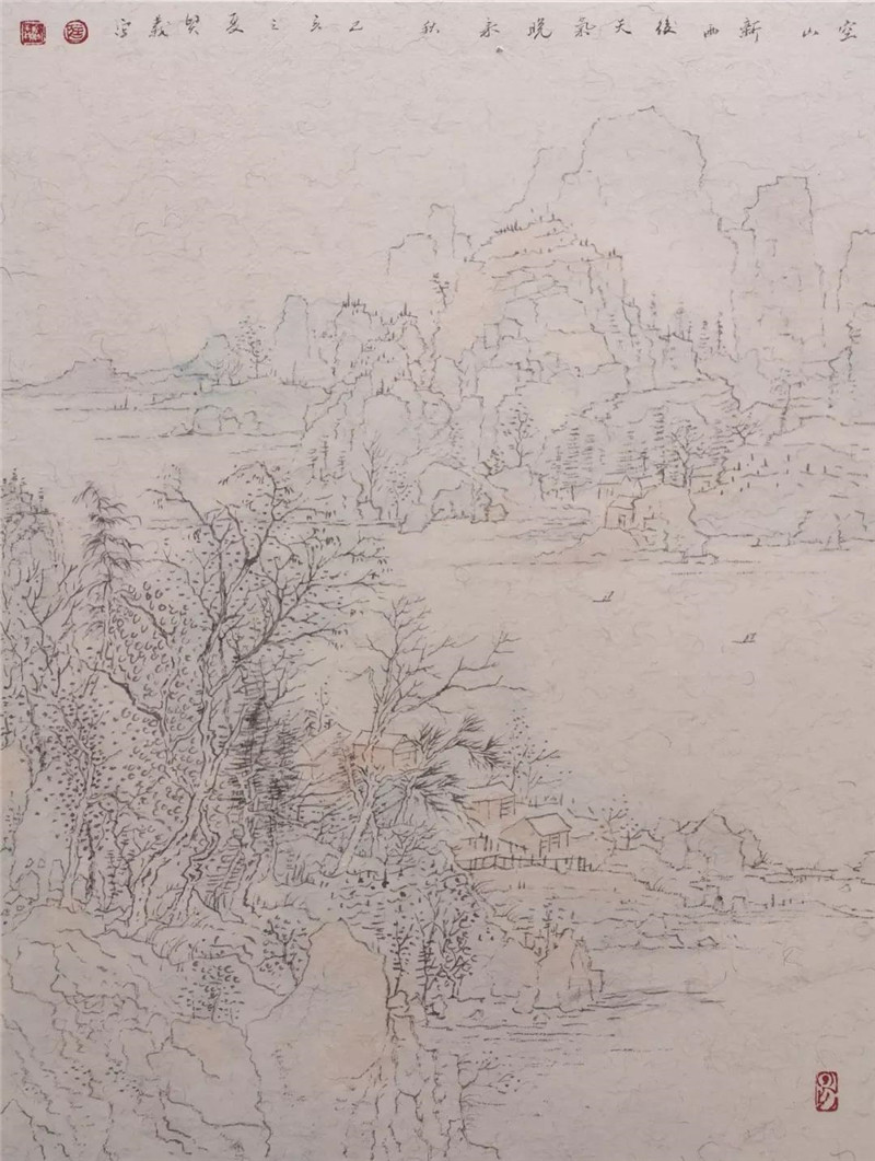 山居秋暝图2  34x45cm  纸本设色  2019年