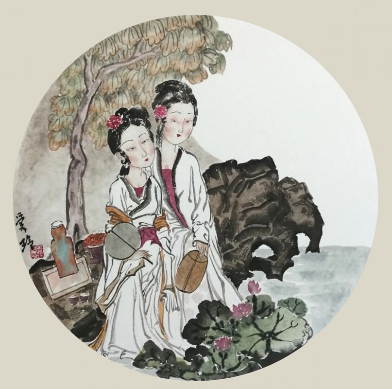 人物小品_胡爱玲_艺盘云库(030900026)_书画艺术家大