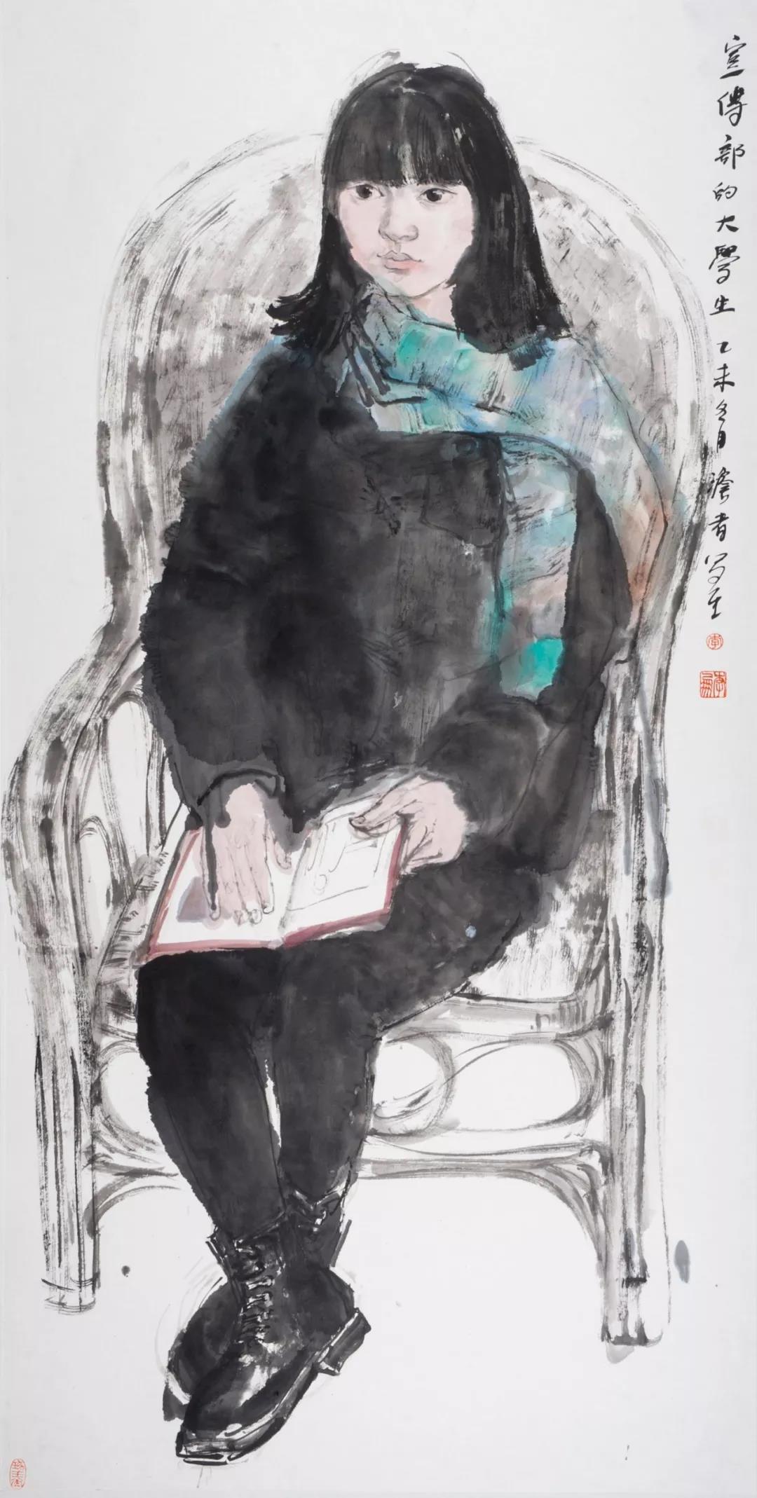 李鹏   《宣传部的大学生》 138X68cm  纸本水墨  2015年